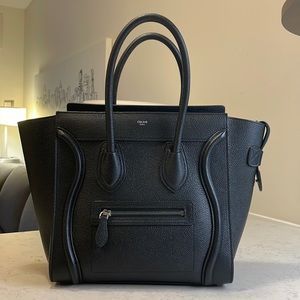 BLACK CELINE MICRO LUGGAGE HANDBAG IN DRUMMED CALFSKIN